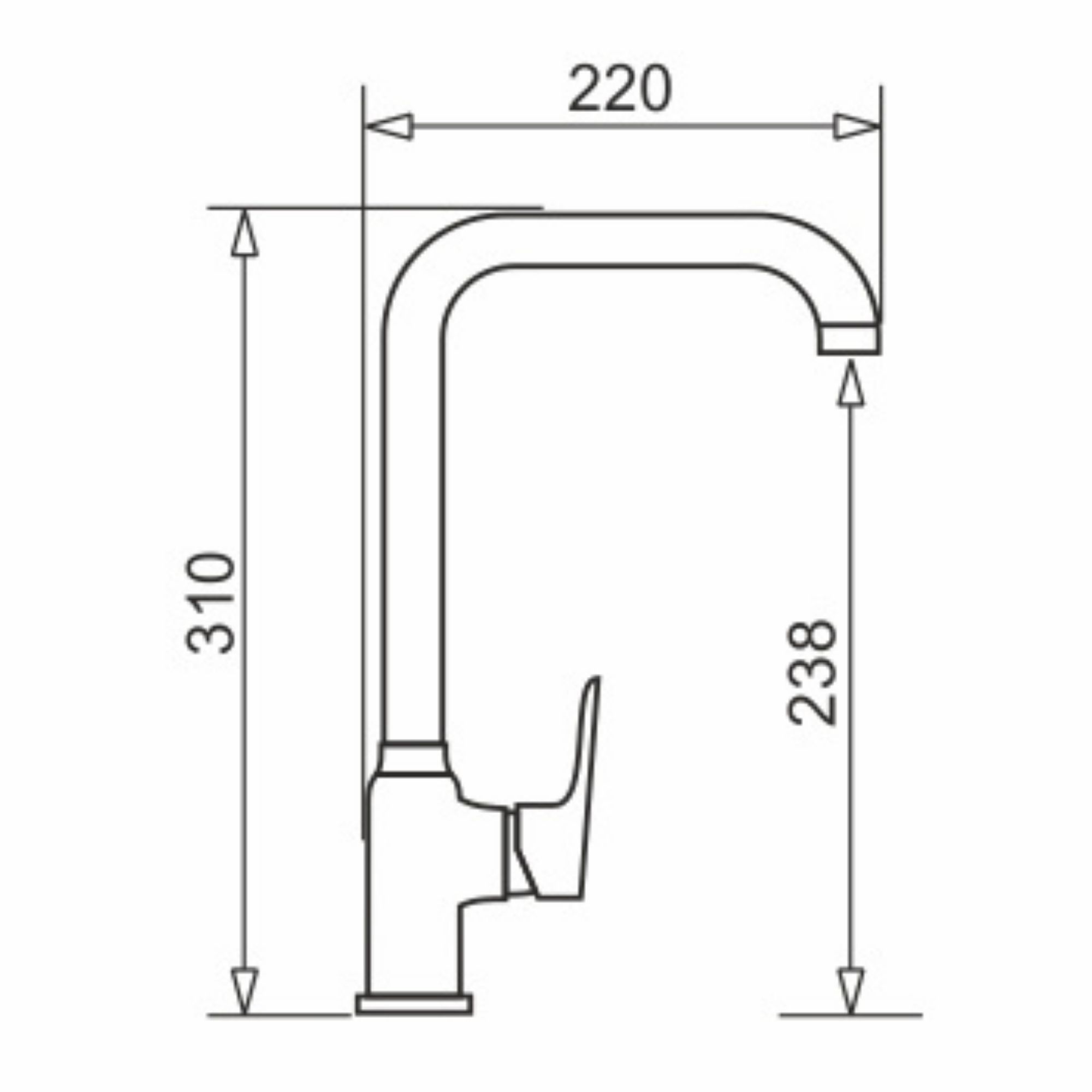 Rysunek techniczny baterii kuchennej SILVIO